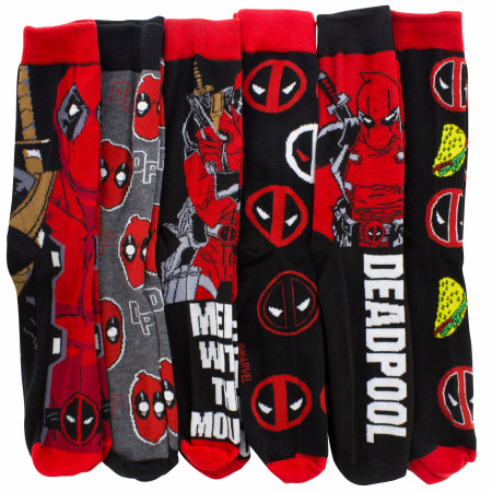 Deadpool Merc with The Mouth 6-Pack Crew Socks Set